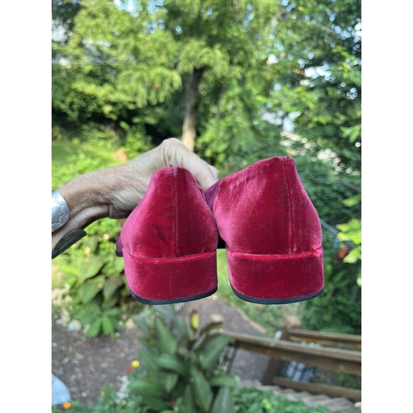 AUTH LUXURY PRADA PUMPS SHOES Slip On Evening BORDEAUX & RED VELVET US 7 EU 37 - Picture 6 of 12
